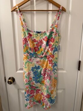 Old Navy Floral Midi Dress in Pink, Yellow & Blue